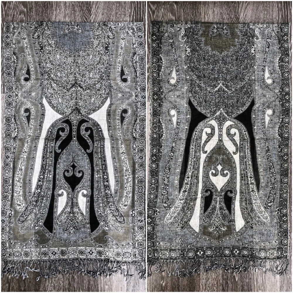 Black and Tan Scarf/Shawl with Fringe